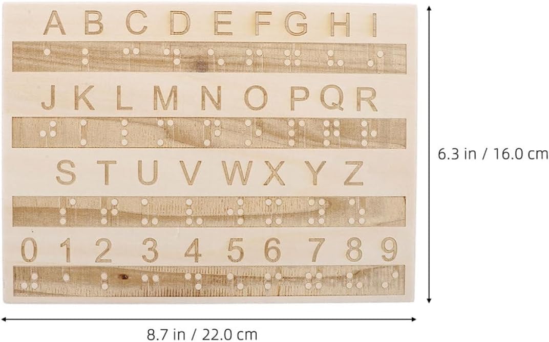 Braille Alphabet and Number Board 3pcs Set Wooden Tactile Learning Tool for Blind Beginners Visual Impairment Aid Educational Teaching and Adults