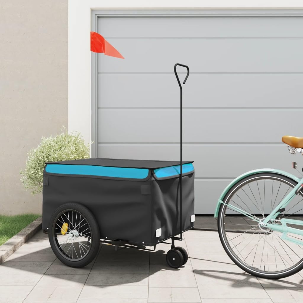 Gecheer Remolque para Bicicleta Hierro Negro y 45 kg,Remolque de Carga para Bicicleta, Remolque de Transporte C1-3