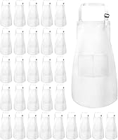 Vista 9 de 30 delantales para niños, delantales ajustables a granel, con bolsillos, para cocinar, pintar, hornear (10 colores, L)