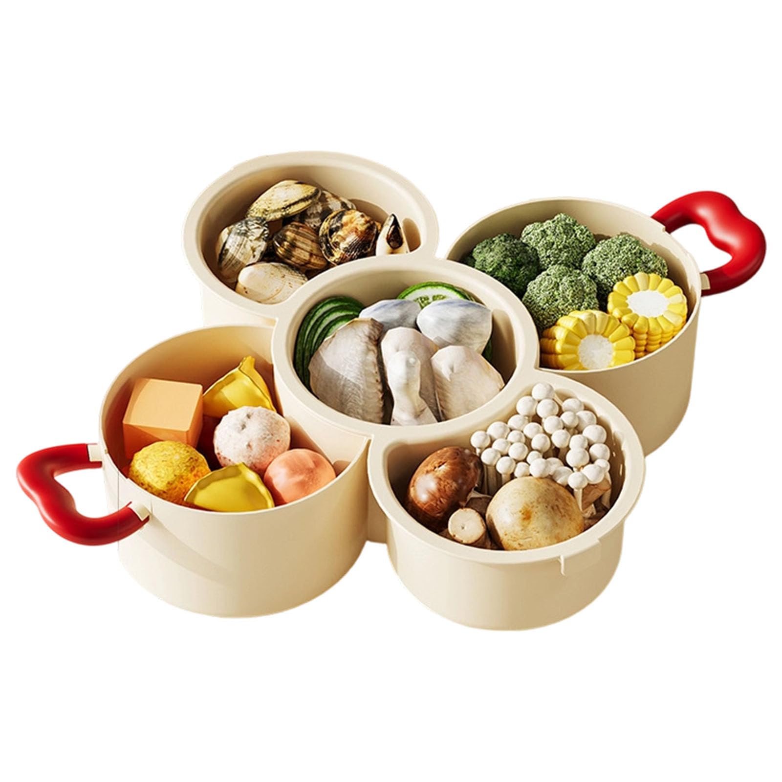 Kitchen Storage Tray Divided Sections Incorporating Drain Holes Stackable for Vegetable and Ingredient Organization Preps Tray