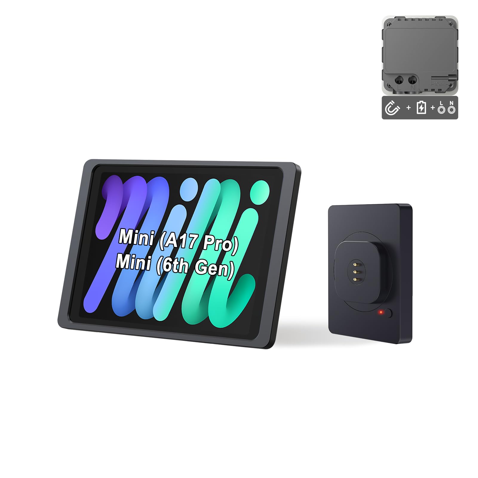 EMONITA Magnetic Wall Mount with Charging Case A6 for iPad mini