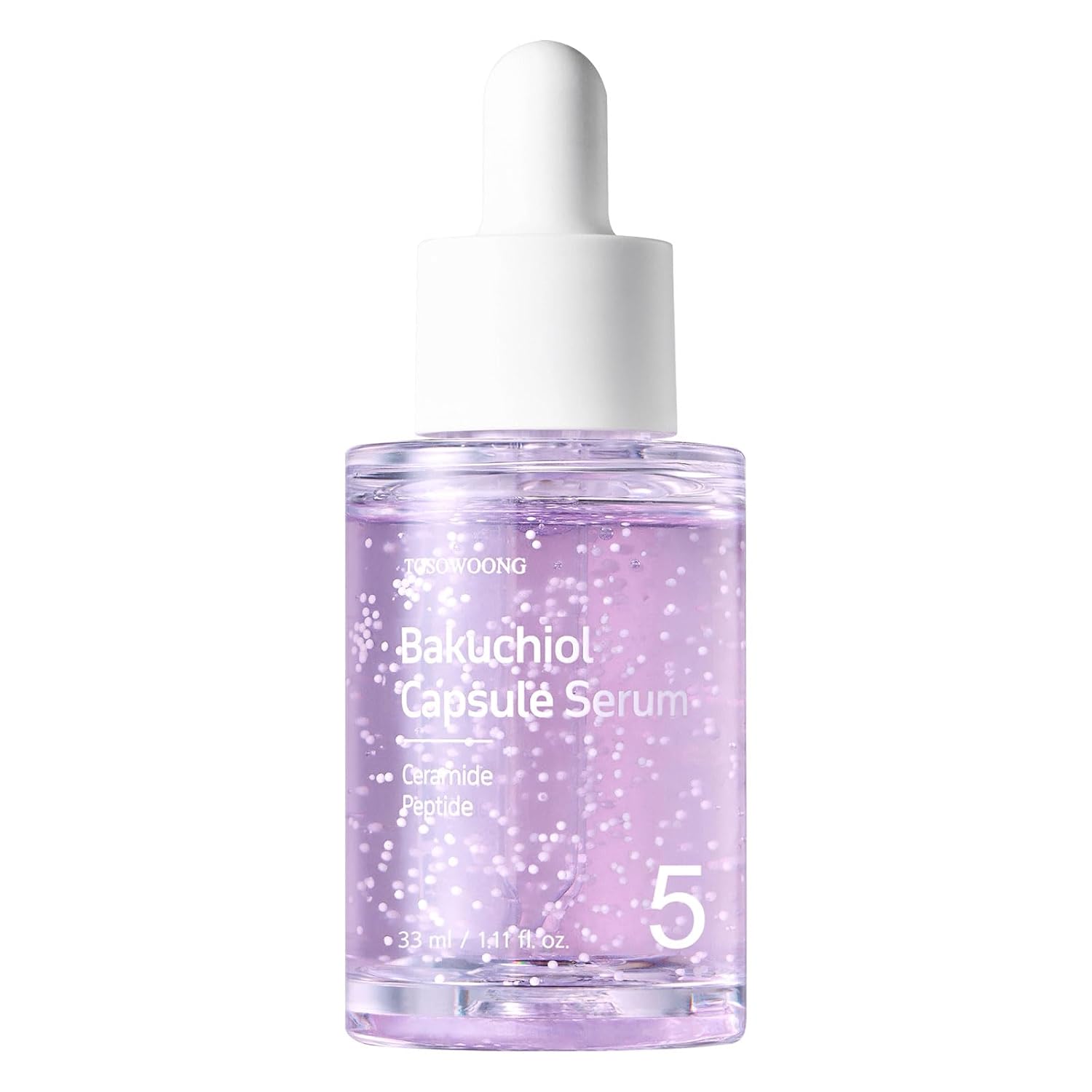 TOSOWOONG Bakuchiol Capsule Serum, 5,000ppm Bakuchiol Retinol Natural Alternative, Anti-Aging, Plumping, Pore, Wrinkles, 8 Hyaluronic Acids, 5 Ceramides, Hydration, Korean Skincare, 33ml/1.11 fl.oz.