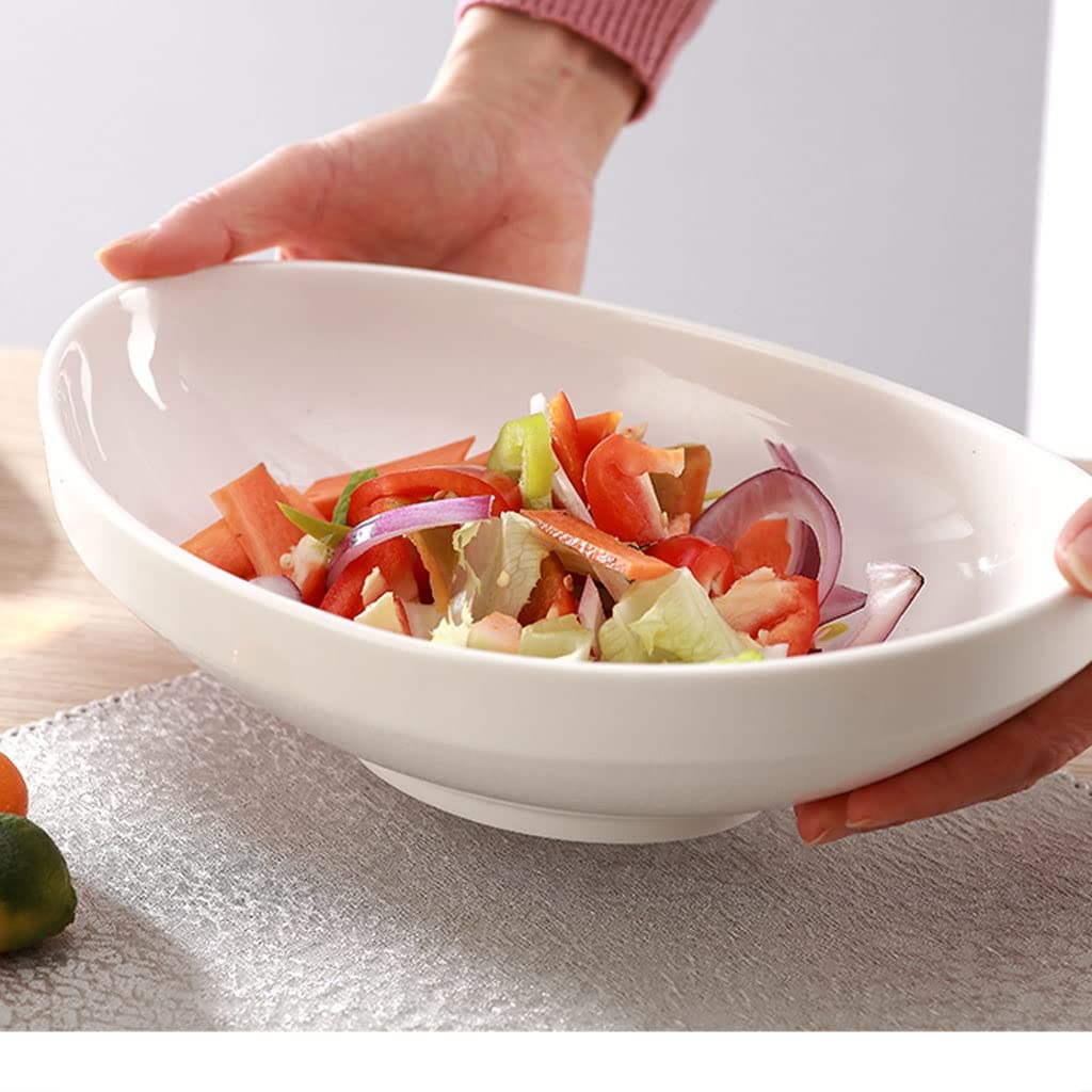 Miska do sałatek czysta biała ceramiczna kreatywna miska na sałatkę miska na owoce do domu miska na suszone owoce miska na ramen owocowy miska do serwowania sałatek (L)