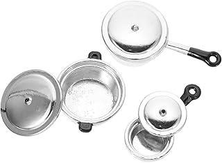Hoement 3 Pçs Utensílios De Cozinha Em Miniatura Decoração Para Casa Utensílios De Cozinha De Metal Potes E Panelas De Casa De Bonecas Em Miniatura Panelas De Cozinha Em Miniatura Mini