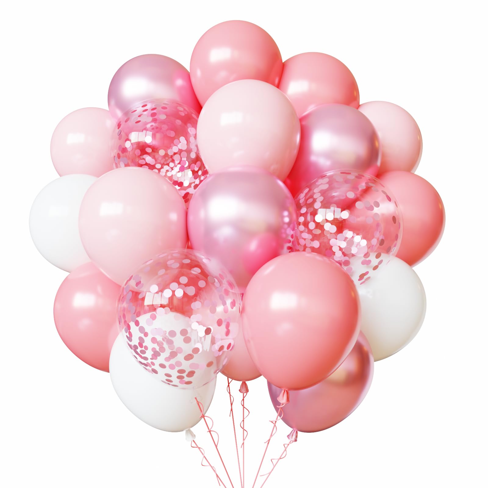 Light Pink and White Balloons Kit, 65pcs Pink Balloons 12In