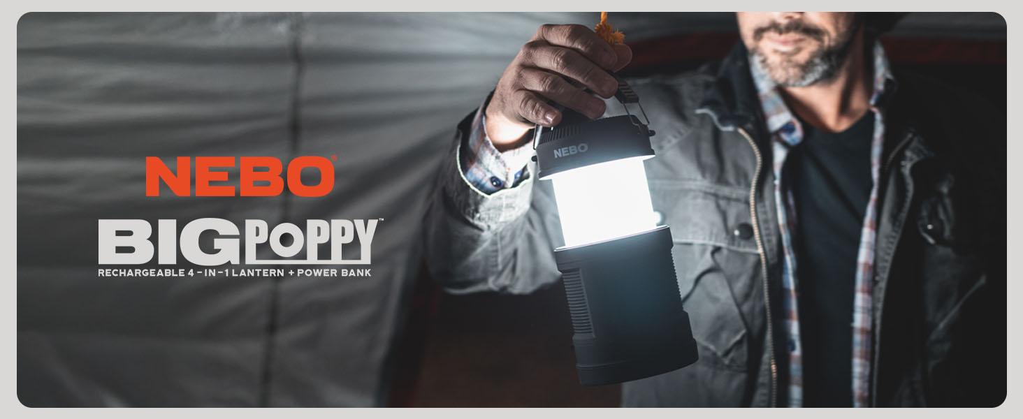 Amazon.com: NEBO Big Poppy Lantern, Flashlight & Power Bank | 300