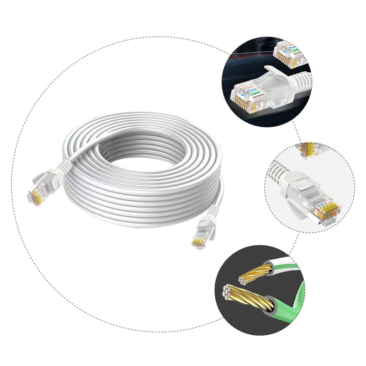 Cavo di Rete Cat5e Gigabit Bianco per Router e Computer