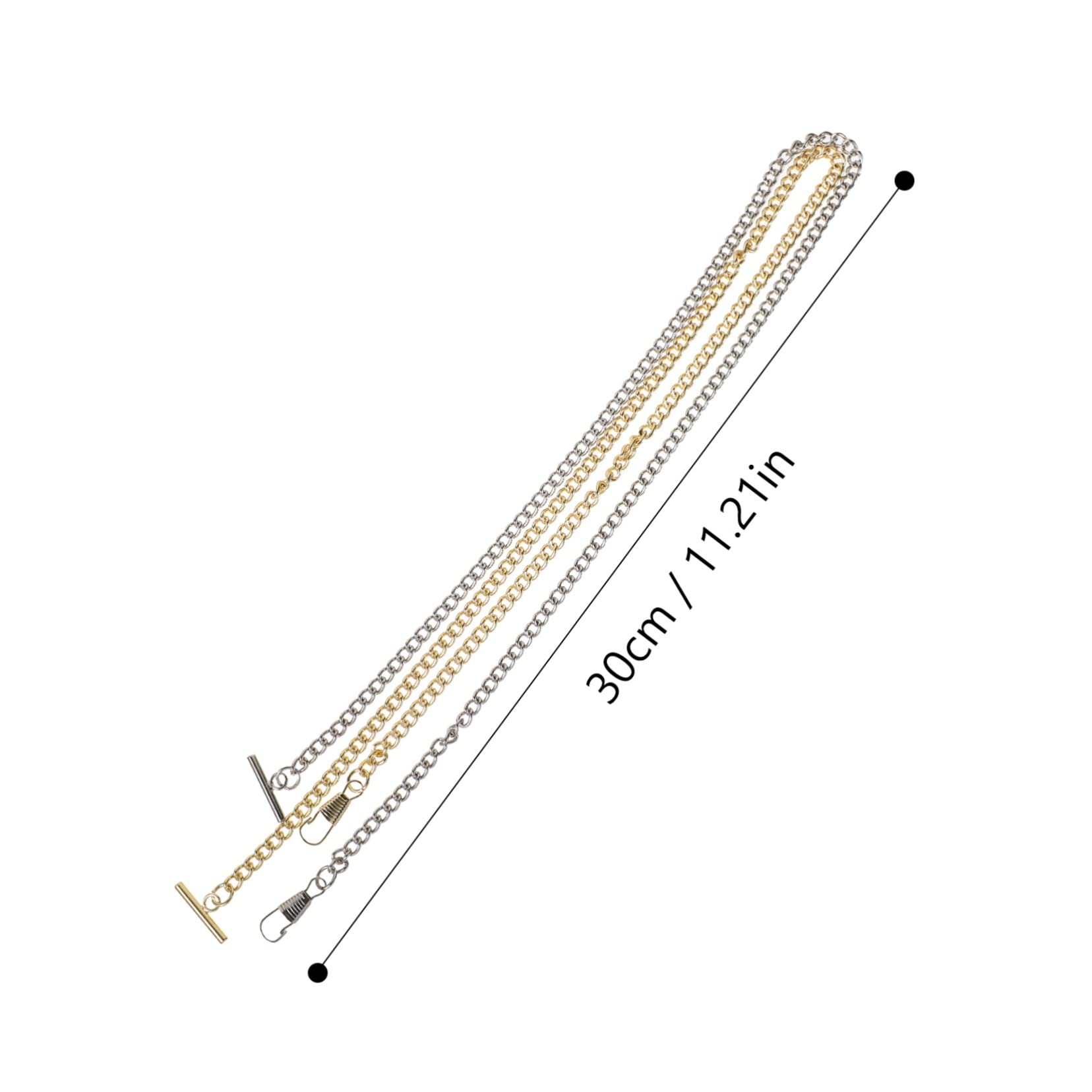 NOLITOY Fashionable Pocket Watch Chain T-bar Clip Iron Metal Clothing Chain for Jeans Suit Vest Casual Belt