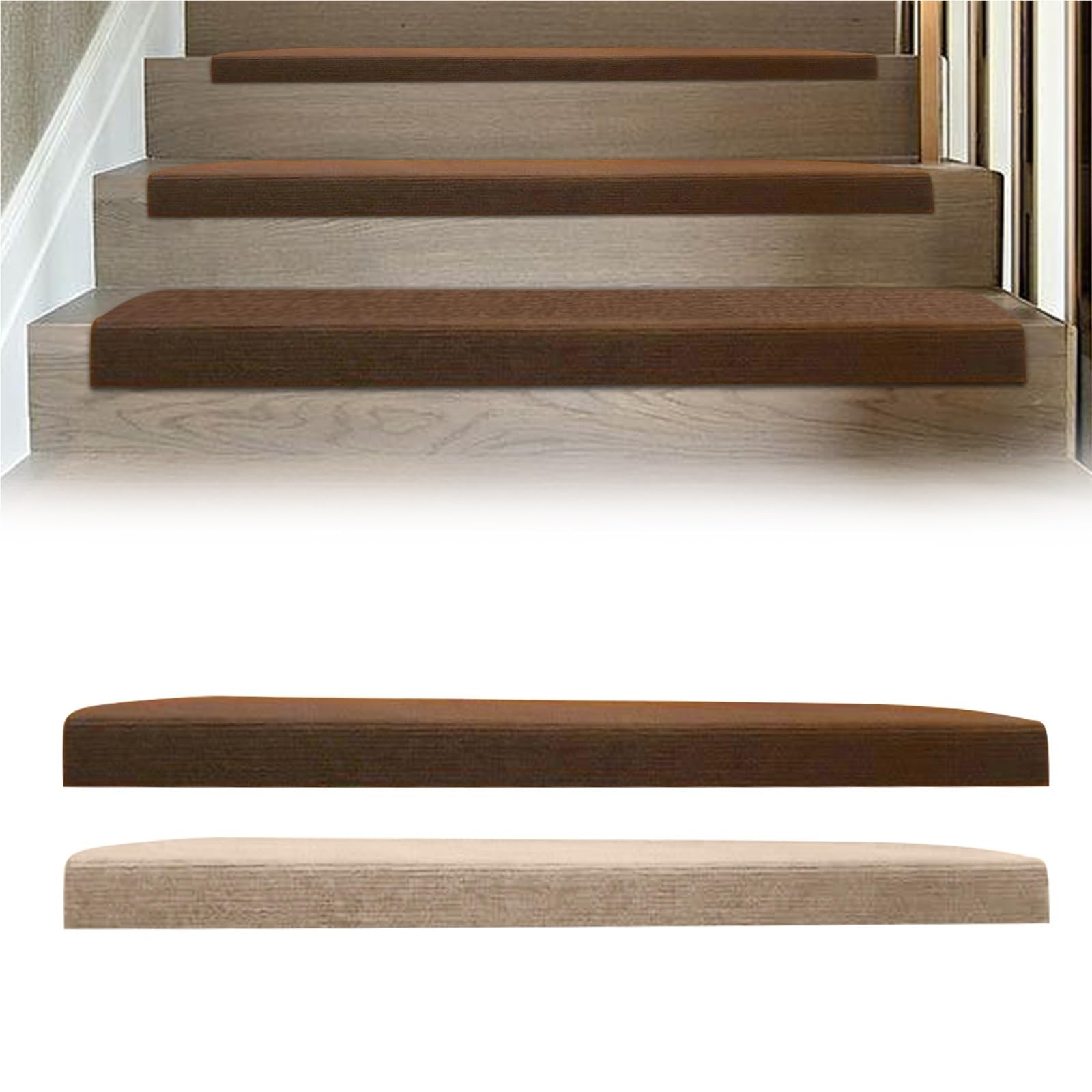 Hogar y Cocina - 13 tappetini antiscivolo per scale, adesivi, per interni ed esterni, colore: marrone scuro, per scale e sicurezza domestica