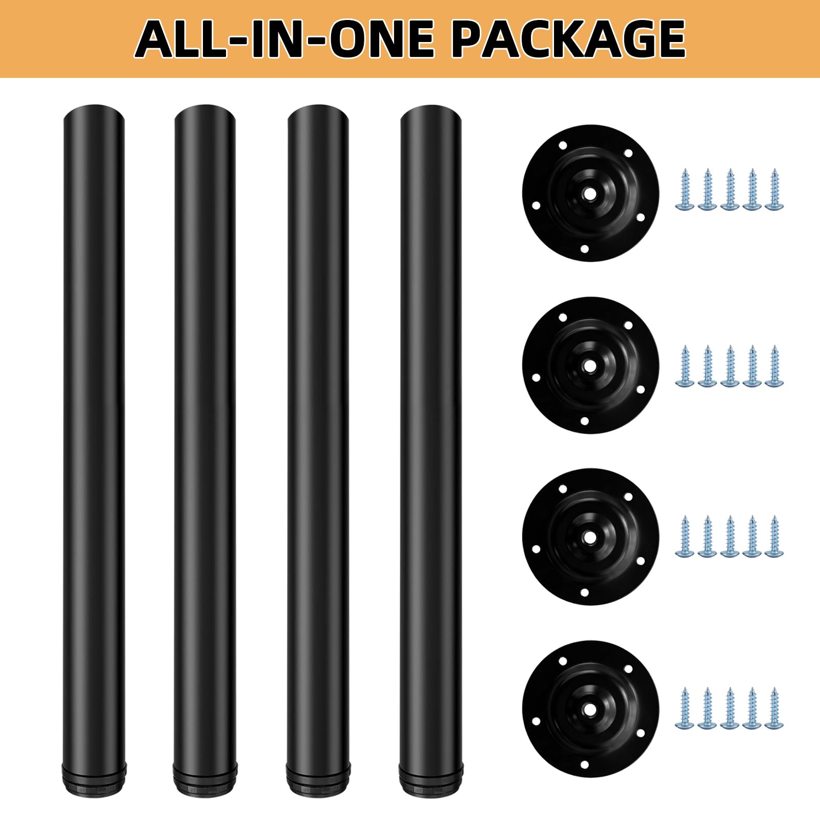 QLLY Juego de 4 Patas metálicas Ajustables, 70 cm de Altura, para Escritorio, Mesa de Oficina, Juego de 4 (70 cm, Negro)