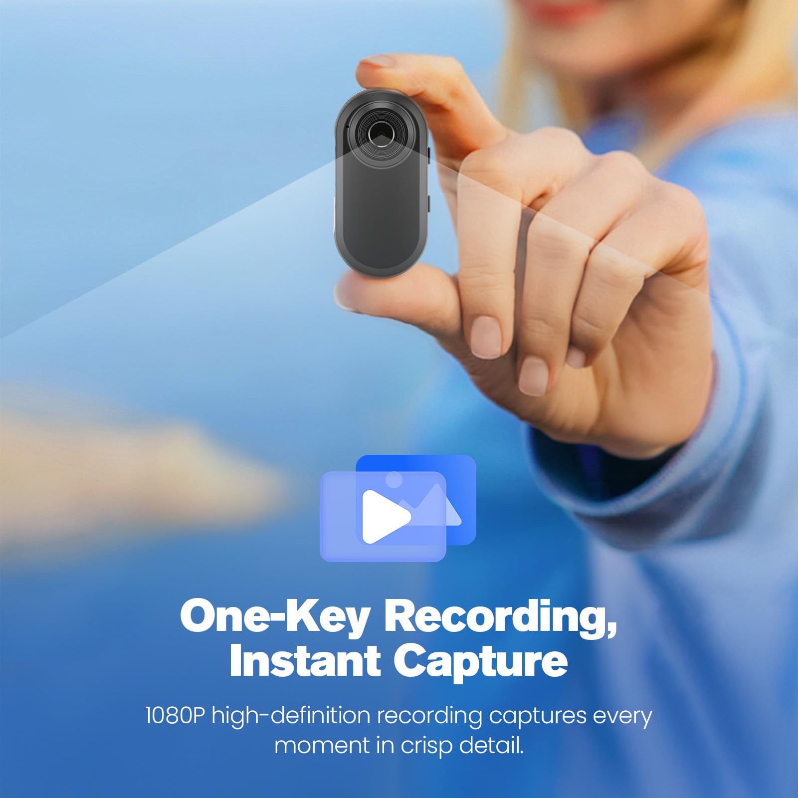 Mini Cámara Deportiva 1080P con 128 GB de Memoria y Estuche Cargador Powerbank – Cámara Corporal Portátil, Mini Cámara de Acción con Clip Magnético, Ideal para Casco, Bicicleta, Esquí y Vlogging