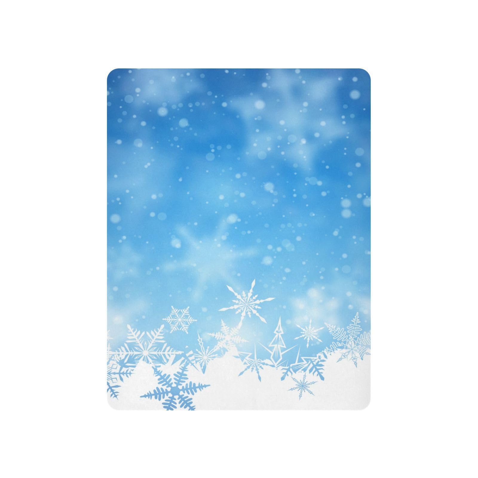 Moudou Christmas Blue Snowflake Playard Sheet for Boy Girls, Soft Breathable Fitted Toddler Sheet for Standard Playard Bed Mattress, 39 x 27 x 5 Inch