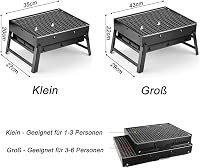 ROIMOE Hordozható Faszenes Grillsütő - Összecsukható Asztali BBQ Grill Kempingezéshez, Piknikezéshez, Fekete, Nagy Méret (43x29x22 cm) 3