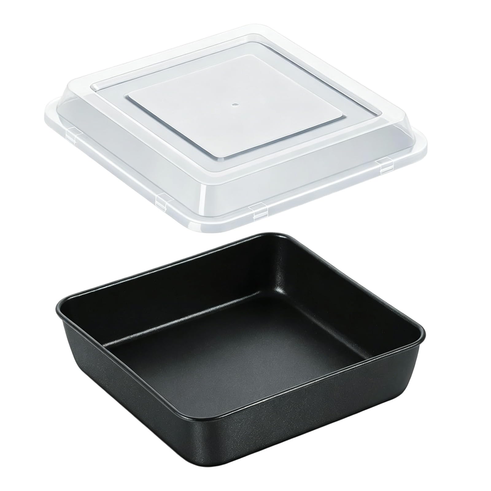 Tsophreniq Nonstick Coating Stainless Steel Square Dessert Pan with Lid for High Temperature Baking and Food Storage Multipurpose Baking Tray