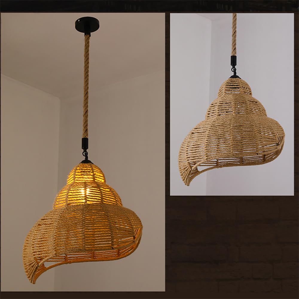 HXYSXHJUO American Style Retrohemp Rope Chandelier Nostalgic Loft Industrial Internet Cafe Restaurant Hot Pot Shop Pendant Lamp (Style A 1pcs)