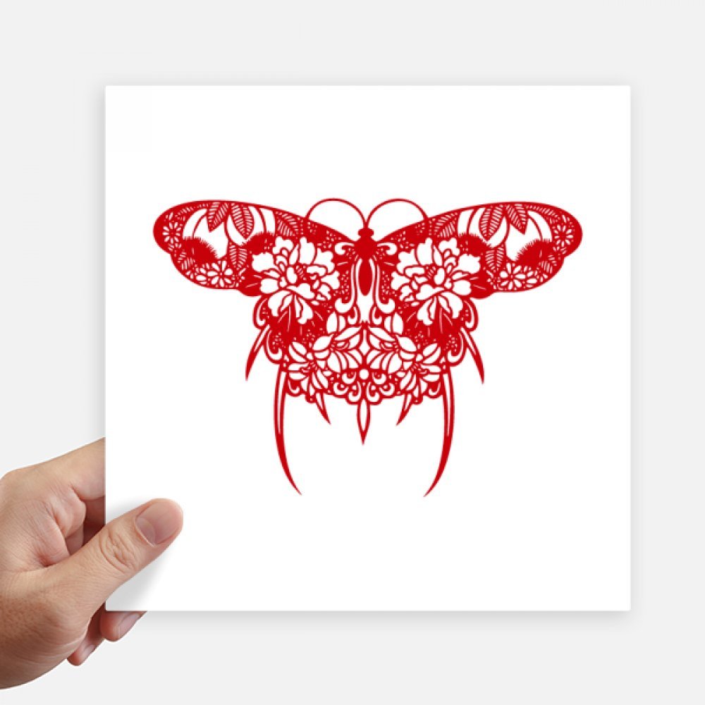 Cometa de papel china pegatinas cuadradas de 20 cm con diseño tradicional de corte