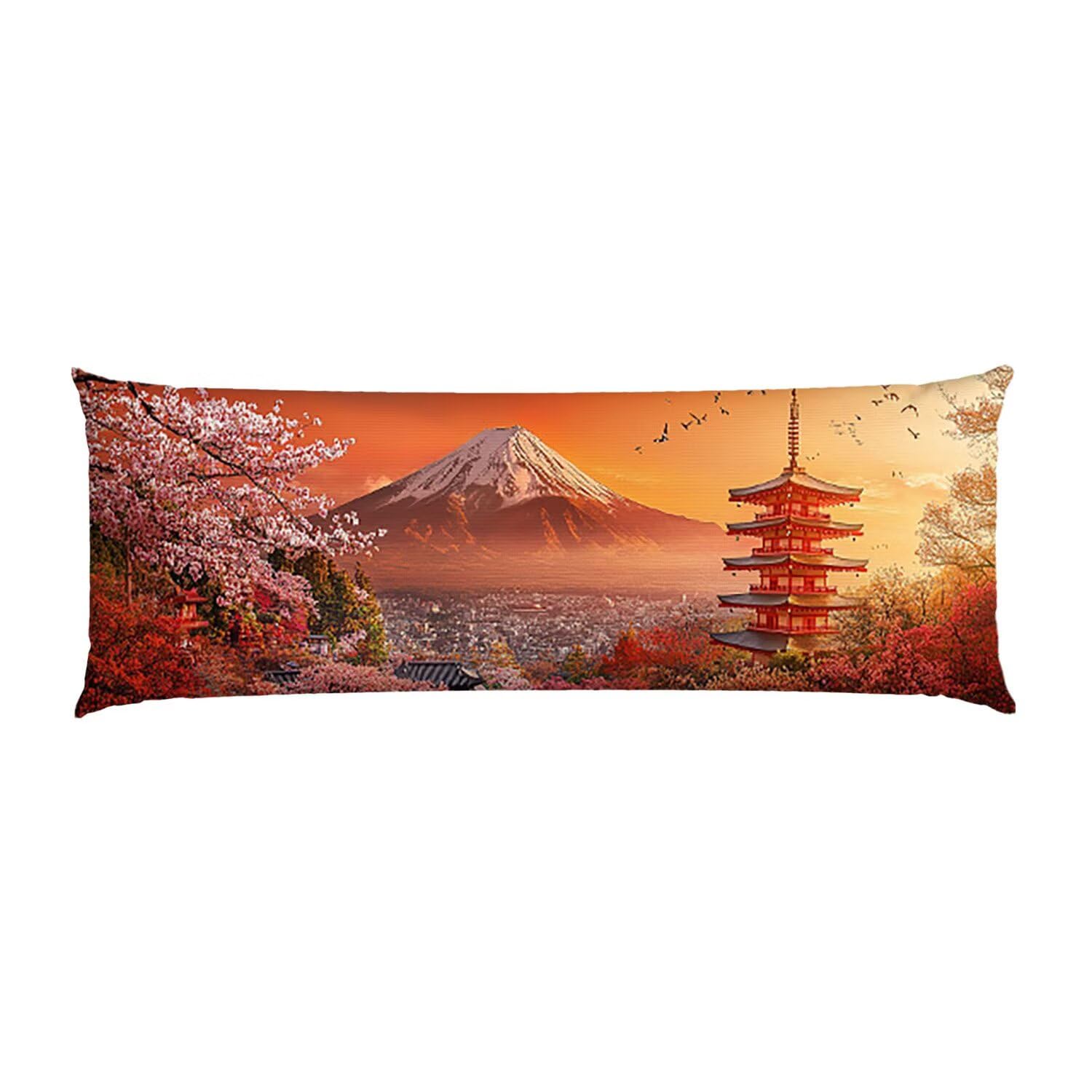 Set of 1 Body Pillowcase Decorative Long Body Lumbar Throw Pillow Covers Mount Fuji Cushion Cover, Soft Breathable Long Pillow Cover, for Sofa Bedroom Living Room Home Decor Gifts 48x20 Inch F-194