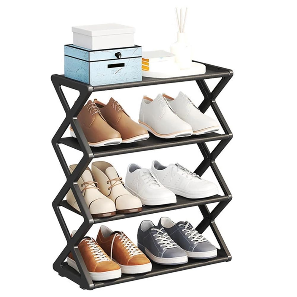 CTRLZS Multifunctional Steel Shoe Rack Assembly Shoecase for Students Dormitory Dustproof Storage Shelf Black