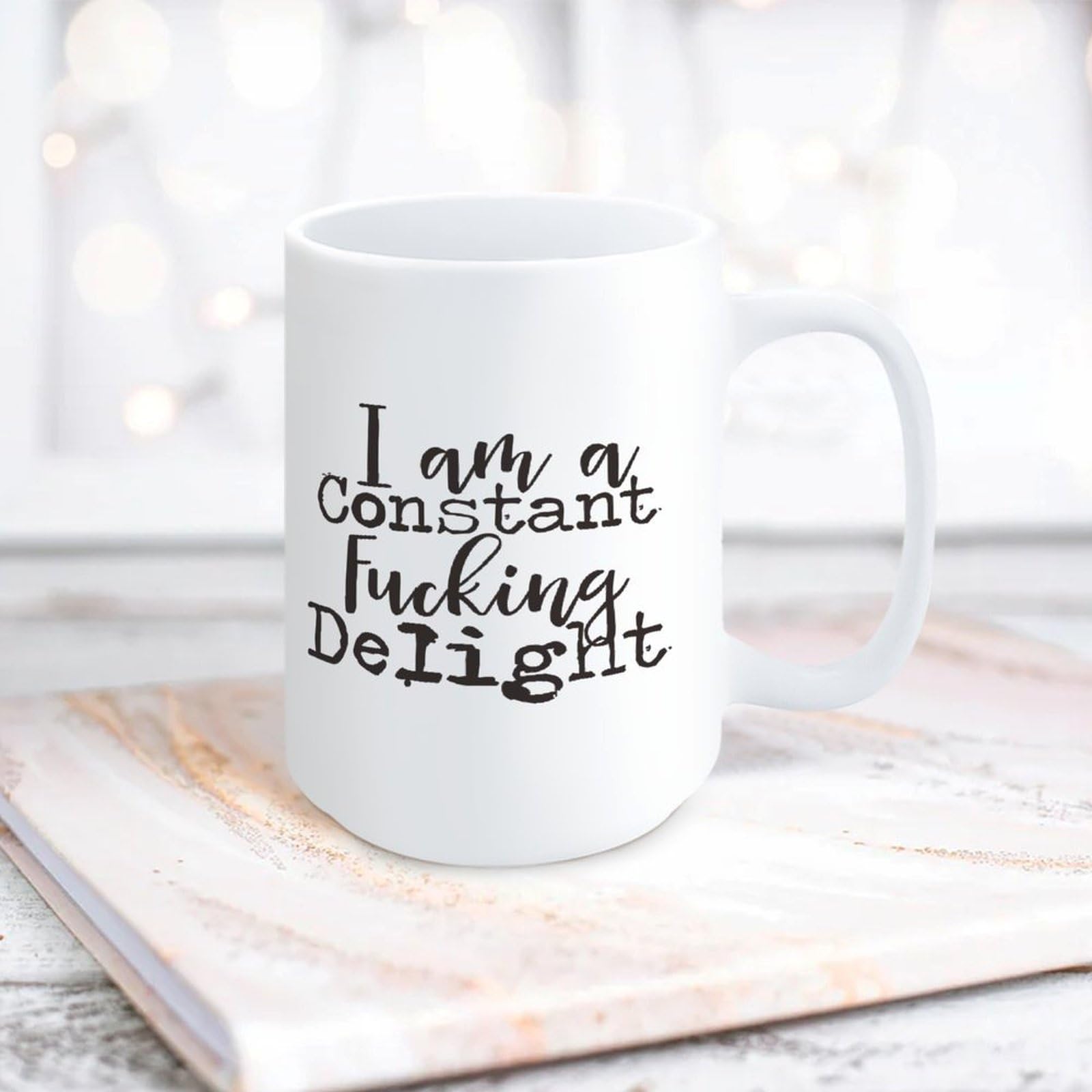 Yelolyio I Am A Constant Fucking Delight Ceramic Coffee Mug 15oz Novelty White Coffee Mug Tea Milk Juice Christmas Coffee Cup Funny Gifts for Girlfriend Boyfriend Man Women