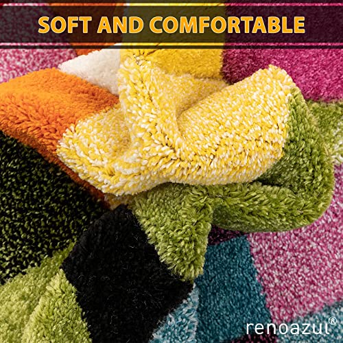 renoazul® Multi Colour Carpet Runner Rug for Living Room, Hallway, Bedroom and Office, 160 x 230 cm, Cube, Soft Thick Pile Fluffy Thick Plush Geometric Runner Rug - Cosy Home Interiors renoazul® Multi Colour Carpet Runner Rug for Living Room, Hallway, Bedroom and Office, 160 x 230 cm, Cube, Soft Thick Pile Fluffy Thick Plush Geometric Runner Rug - Image 3
