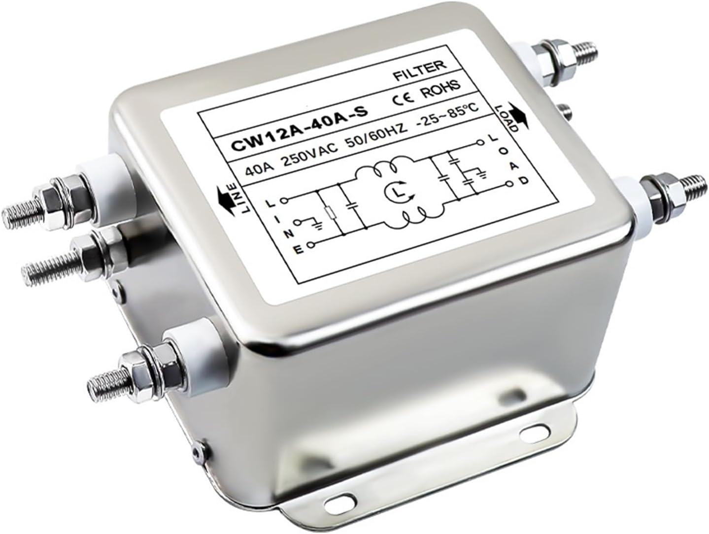 Servo Power Filter Single-Phase AC 220/380V Purification CW12A-30A50A60A80A-S(CW12A 10A S Single Stage AC Bolt on)