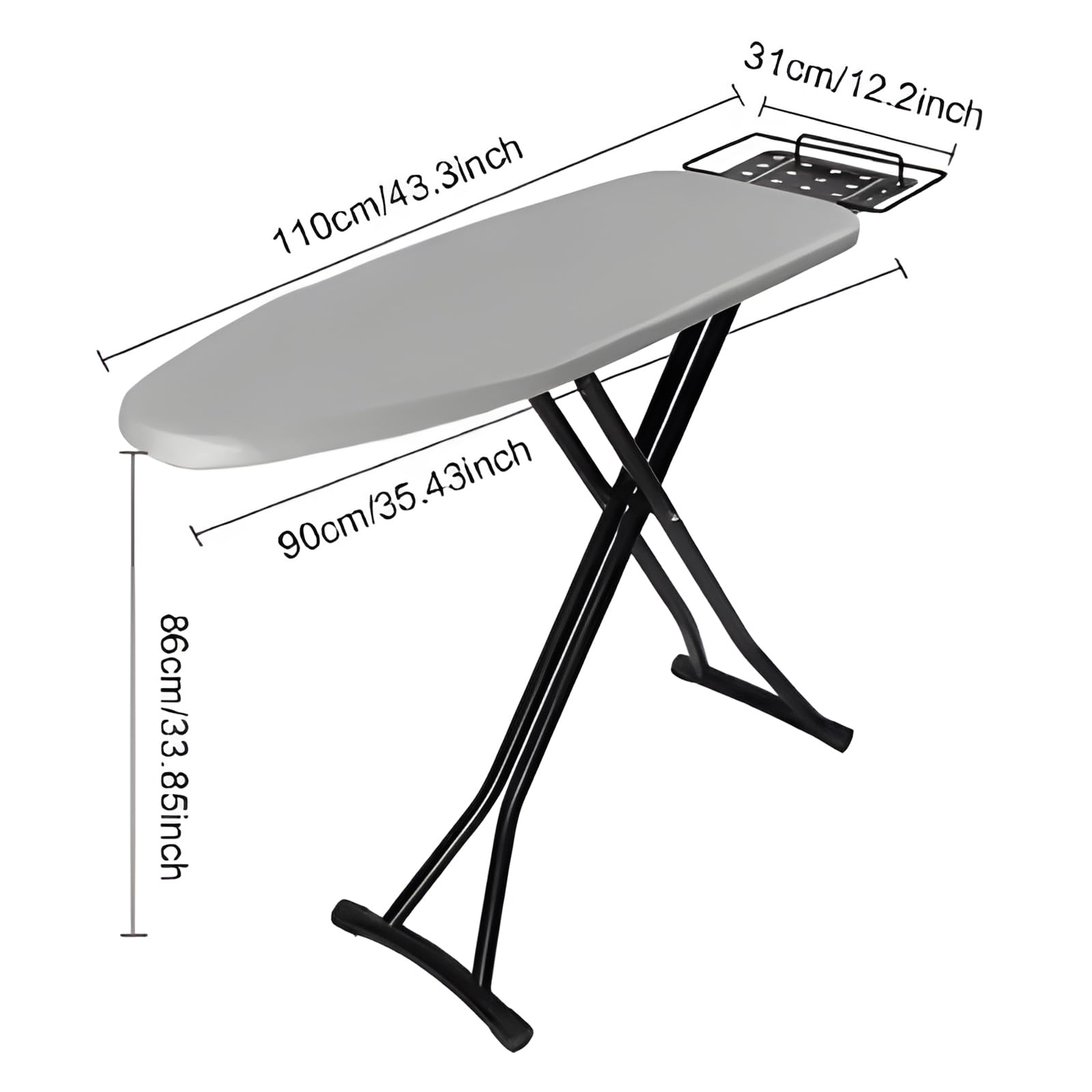Soporte plegable para tabla de planchar con marco de acero resistente y patas antideslizantes para uso doméstico y de lavandería compacta