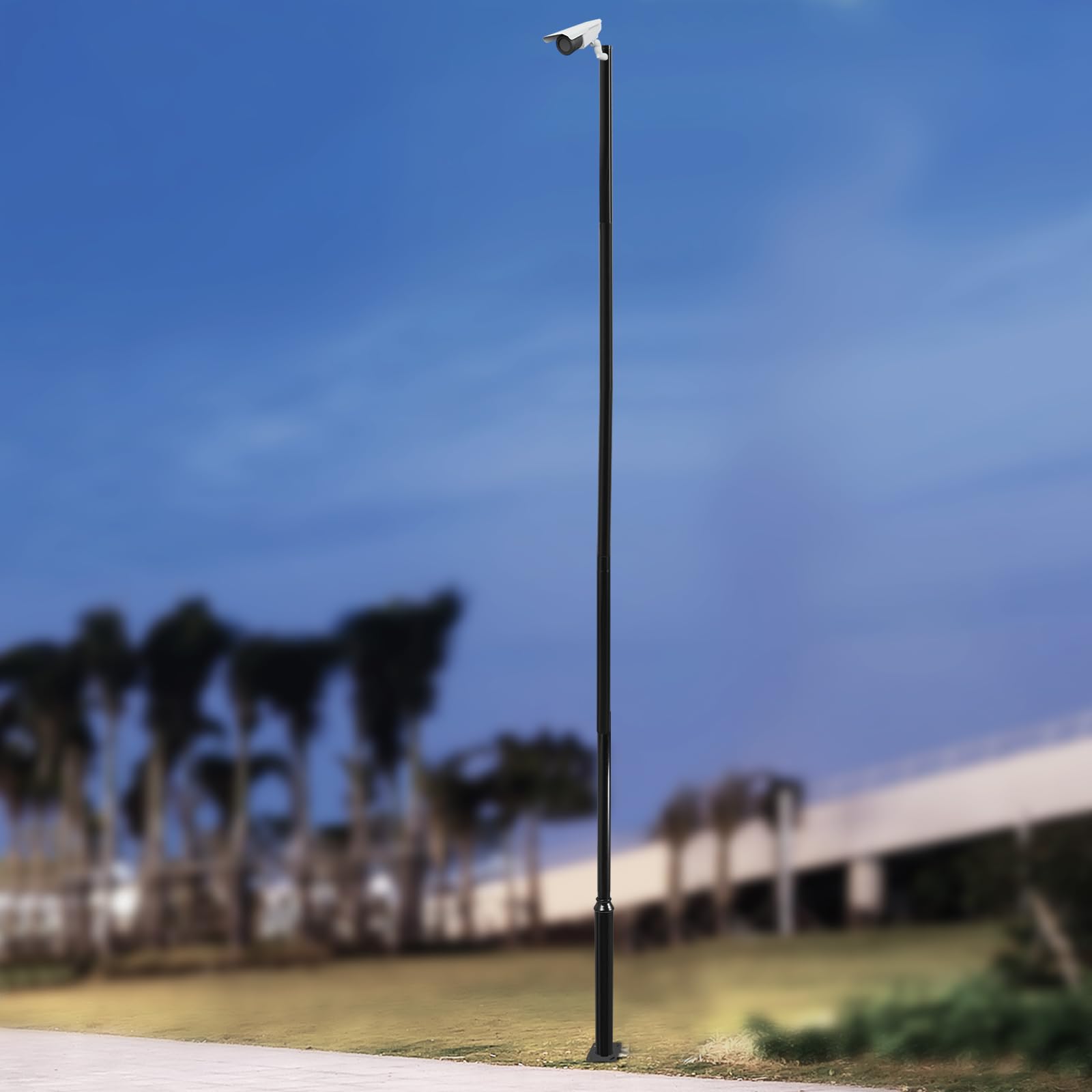 Palo per lampioni a energia solare, con picchetto e telaio di fondazione, resistente alle intemperie, illuminazione esterna, asta per lampioni divisa per terrazza, strada (6 m)