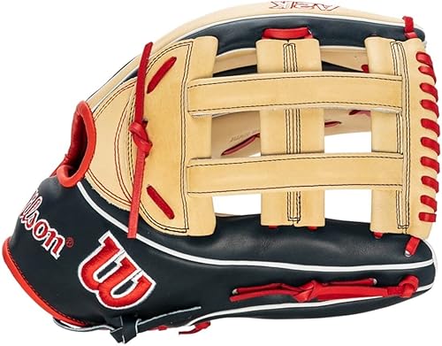 Miniatura 27 de Wilson Mookie Betts 2024 A2K - Guante de béisbol MB50GM de 12.5 pulgadas Azul rey/azul marino/rojo