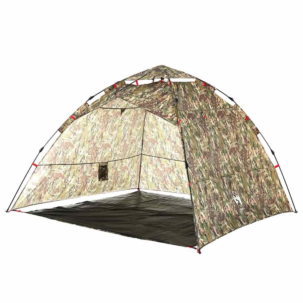 vidaXL Fishing Tent, 4-Person Camping Tent for All Weather, Lightweight Waterproof Fishing Day Shelter with Carry Bag, Camouflage Quick Release