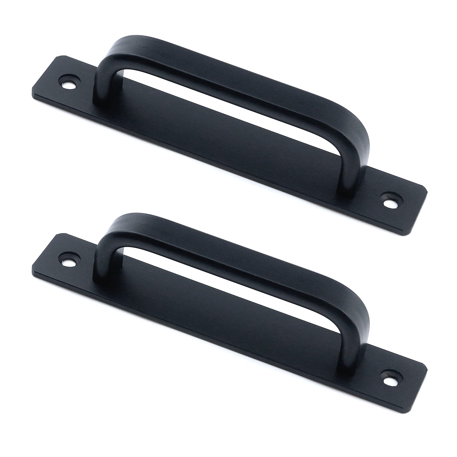 Semetall 5.79" Heavy Duty Antique Barn Door Handles Pull and Flush Hardware for Gate,Garage,Shed,2 Pack,5.04" Hole Center,Black