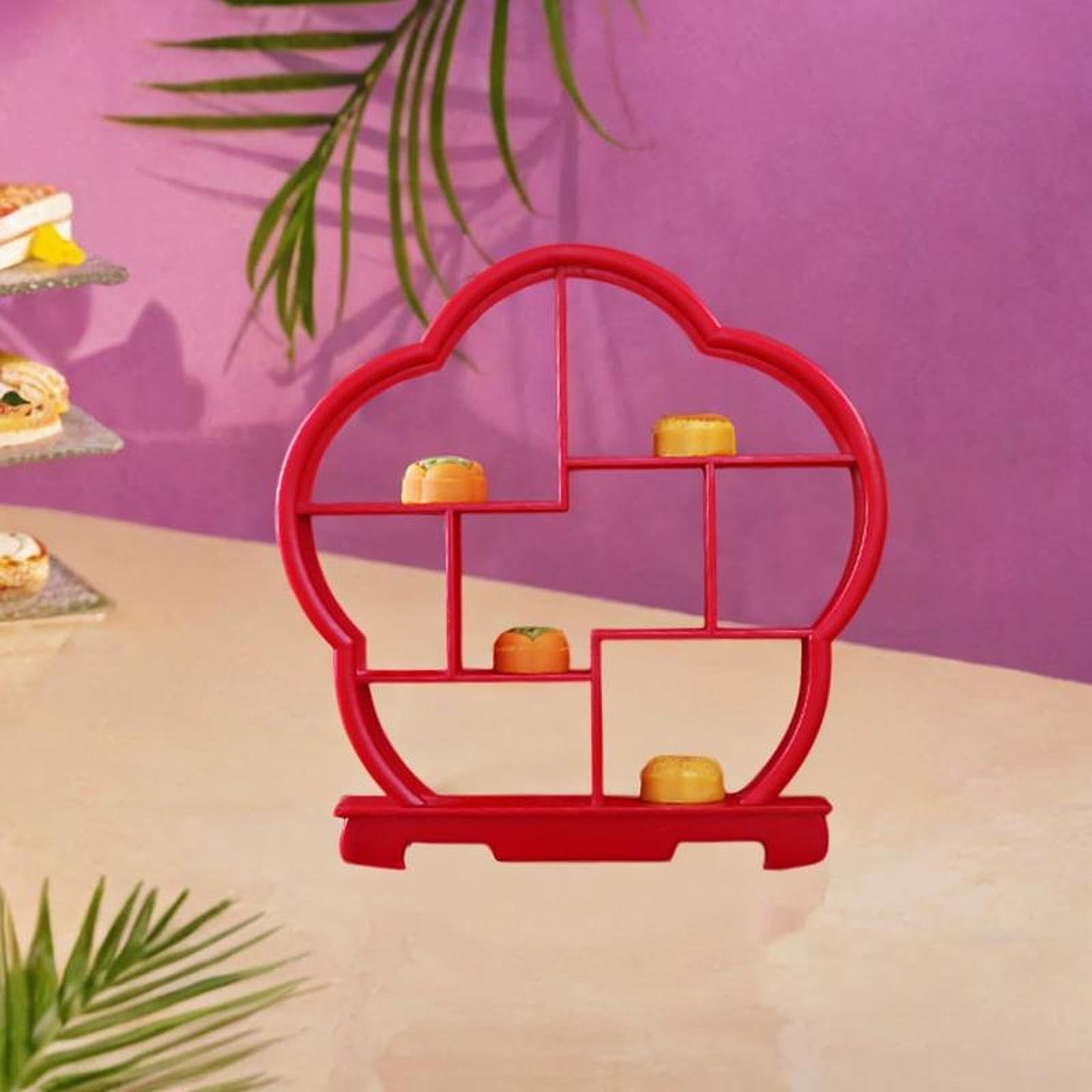 Bothyi Wooden Dessert Display Shelf Cabinets Rack Pantry Organizer Chinese Display Stand for Table Carving Crafts Restaurant Cupcake