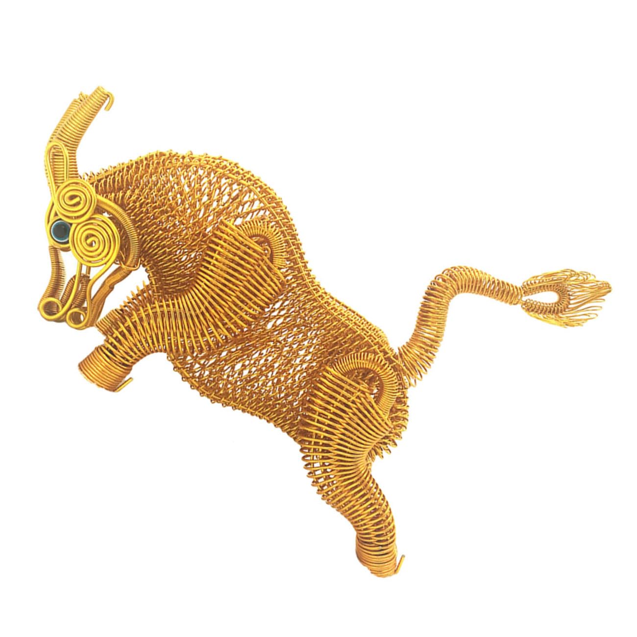 Zerodeko Handgewebtes Ochsenmodell aus Aluminiumdraht, Groß, Vintage