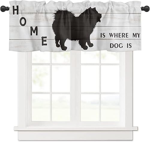 Chow Chow - Cenefa de cortina para ventana de cocina, baño, sala de estar, dormitorio, privacidad decorativa con bolsillo para barra, cortina de