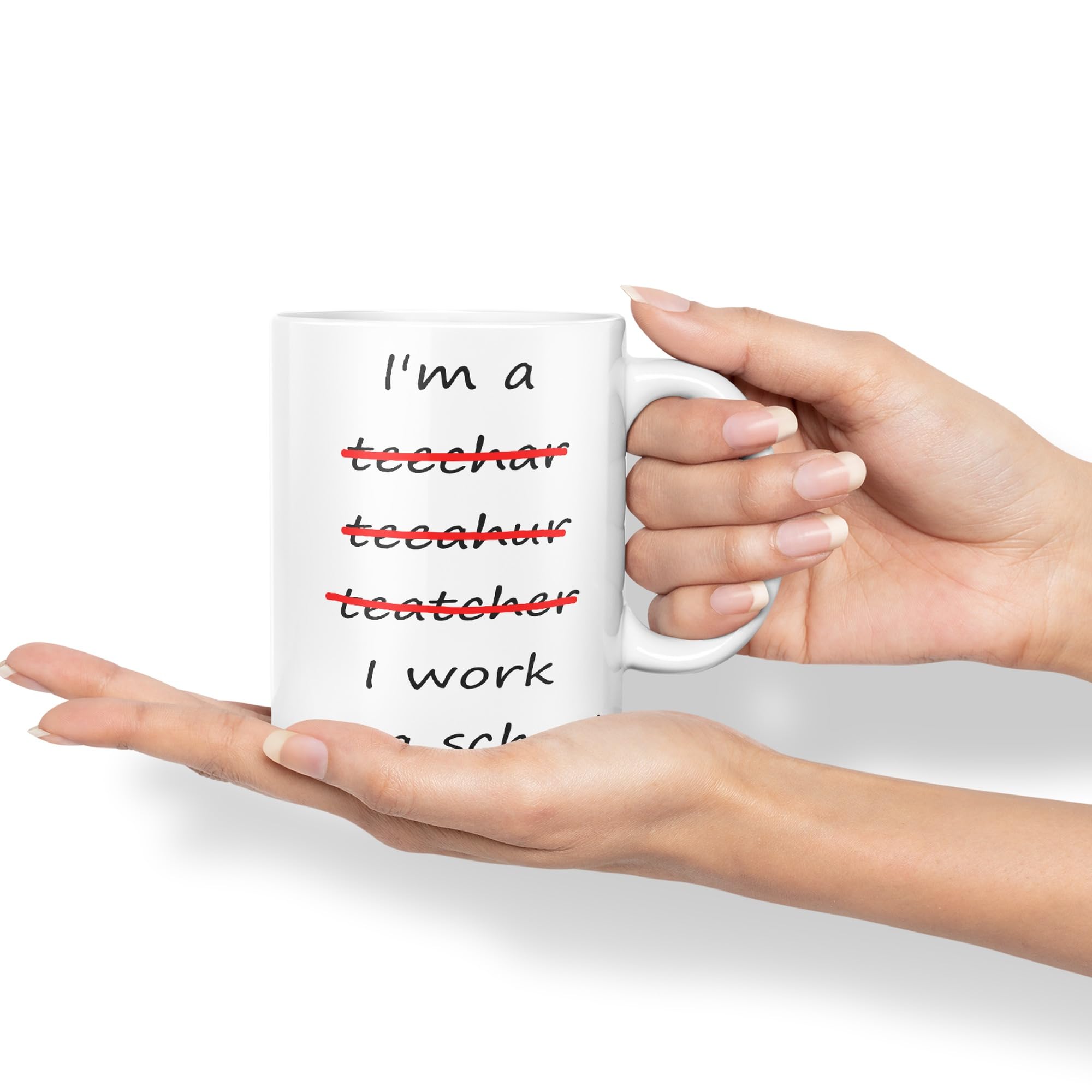 Vixar I'm a Teacher, I Work in a School Ceramic Mug Cup Coloured Teacher Gift Present end of School (White) - Image 4