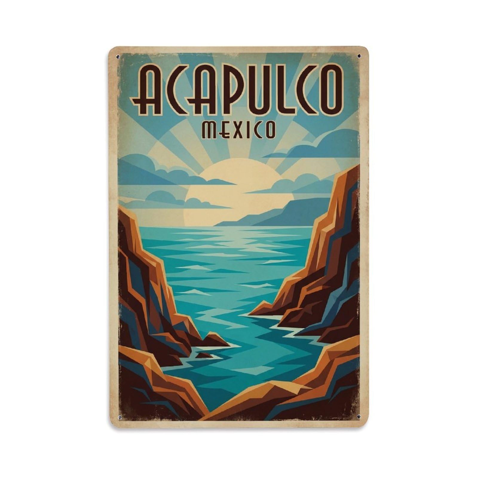 Xanthor Style Retro Travel Mexico Acapulco Metal Tin Sign