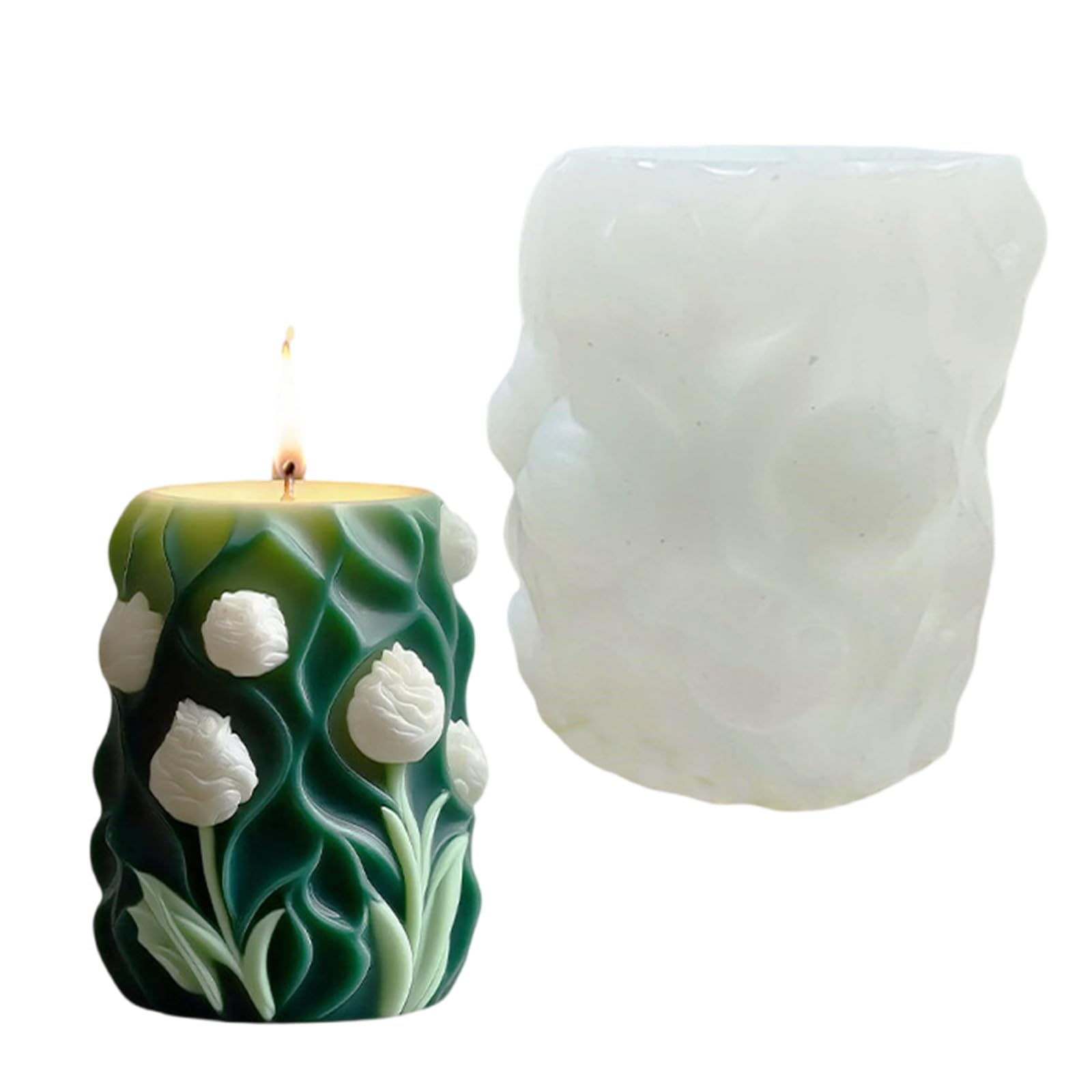 Jazuaiao Cylinder Molds Castings Molds Epoxy Resin Tulips Silicone Plasters Decoration Flowers Cylinder Silicone