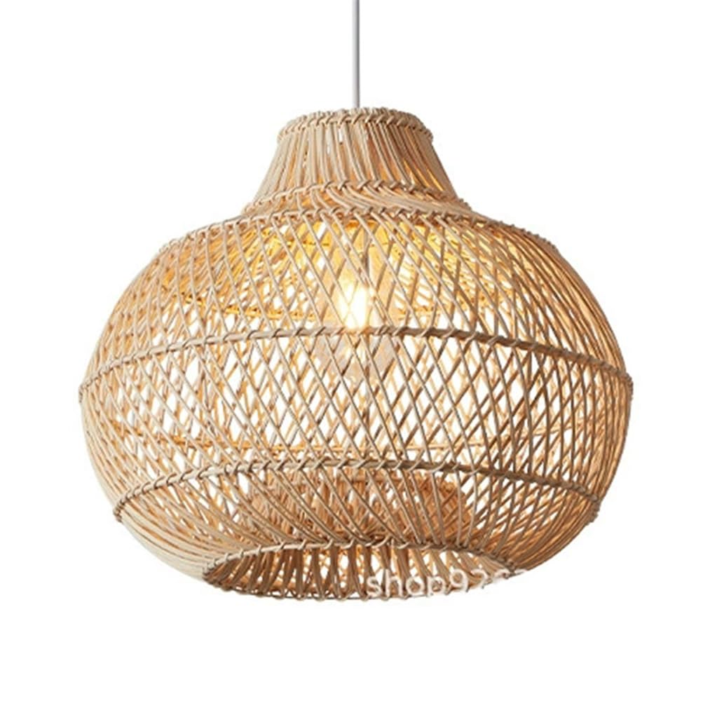 Lustre bambou suspension rotin cage osier luminaire suspendu rustique 35cm E27