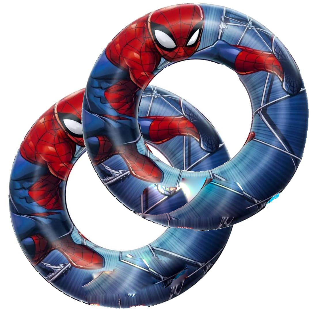 TOY DEALS USA Swim Ring -2Pack or 4Pack- Swim Tube, Swim Rings, Pool Floats for Kids, Pool Inflatable Rings, Boys & Girls 3+ (SPDRWEB-2PK)