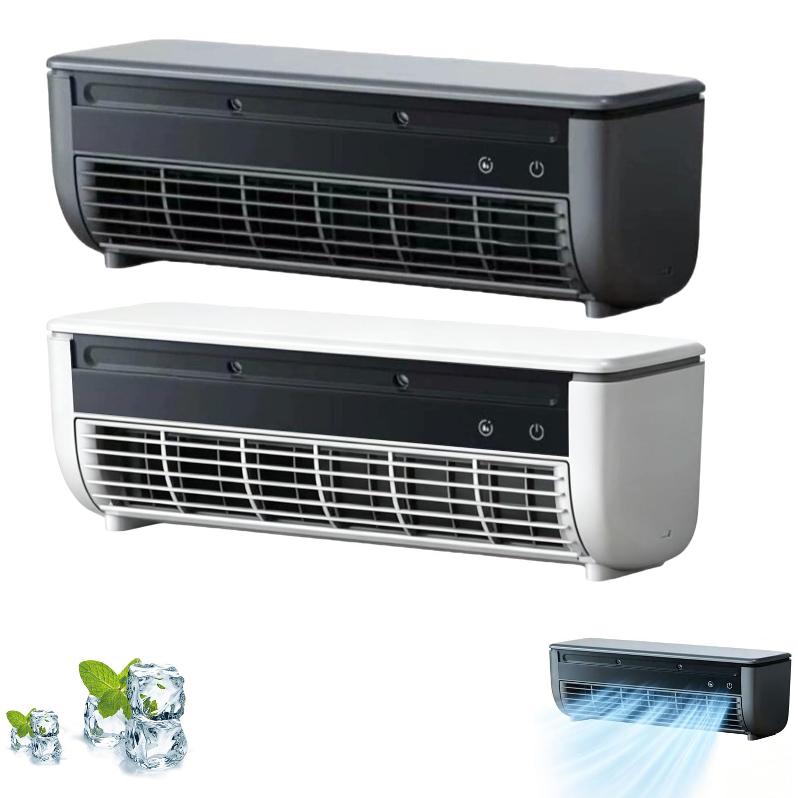 Ohne Bohren Wandklimagerät Ventilator, Kabelloser Wandluftkühler für Zuhause mit 3 Geschwindigkeiten, Mini Klimaanlage mit Fernbedienung, Schnell Kühlung Kaltluftventilator für Schlafzimmer, Zuhause