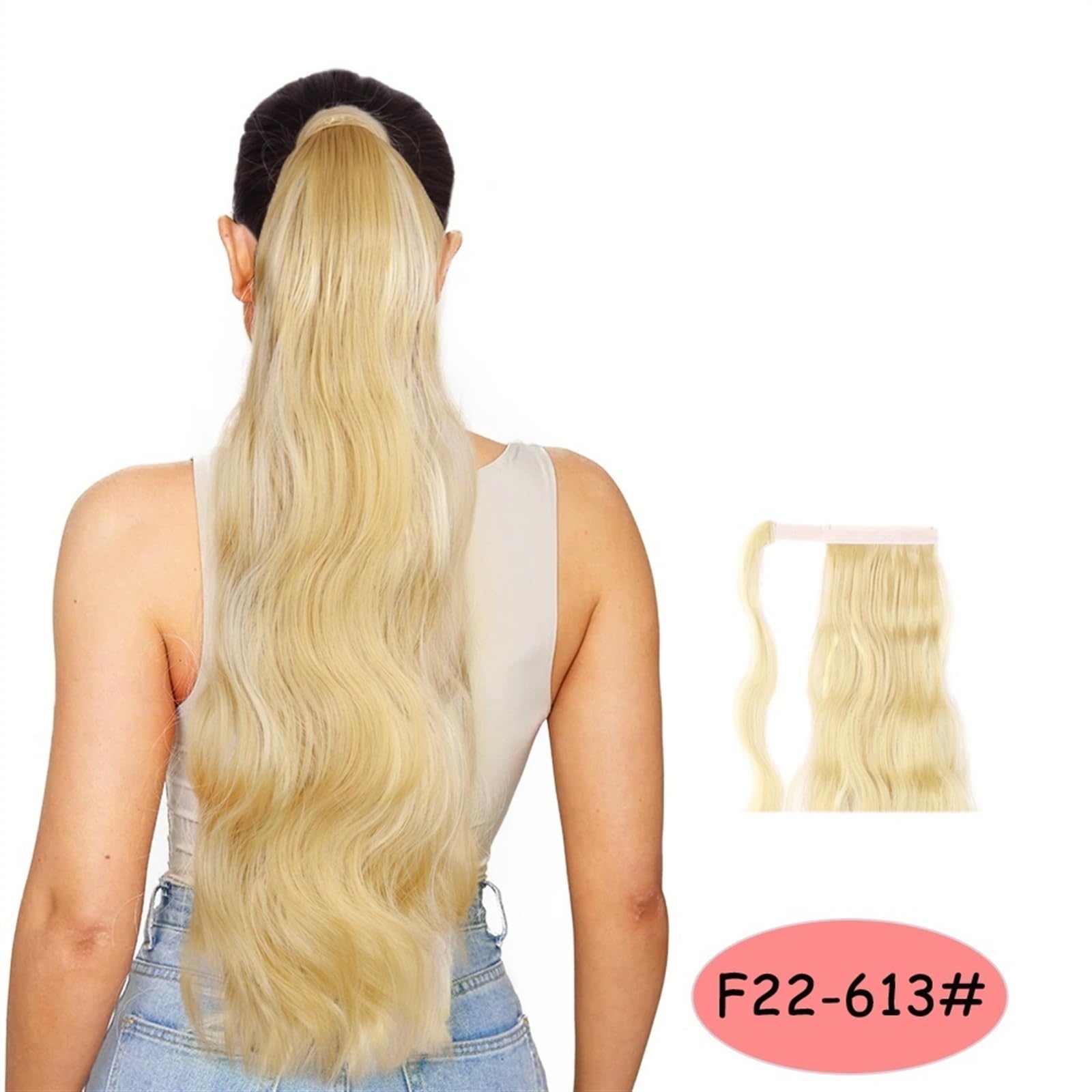 Kucyk Przedłużanie włosów Body Wave kucyk dopinki do włosów 24 cale owijane wokół kucyka Clip in Wave odporne na wysokie temperatury syntetyczne kucyki treska dla kobiet kucyk (Co