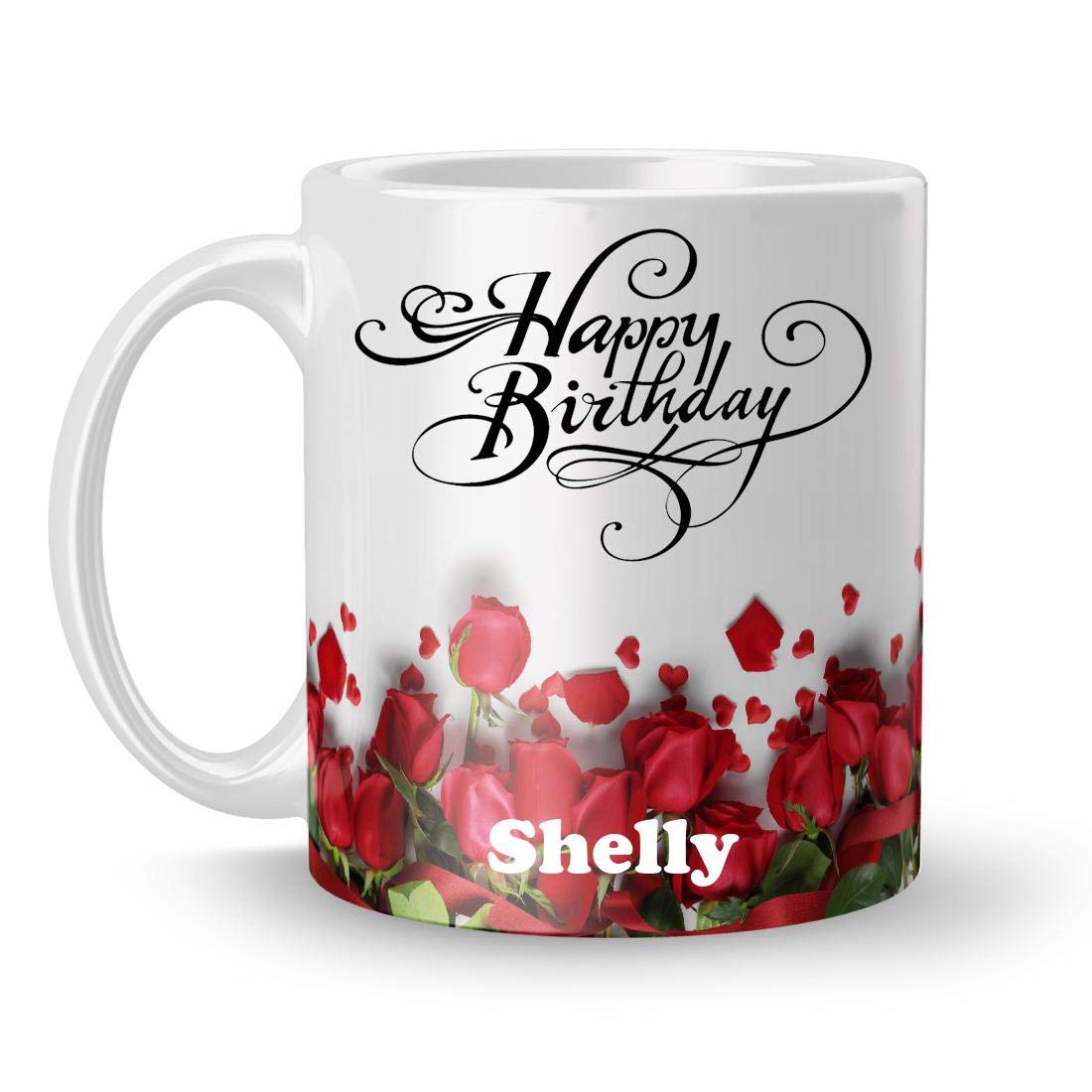 Happy Birthday Shelly Printed White Ceramic Mug (350) ml