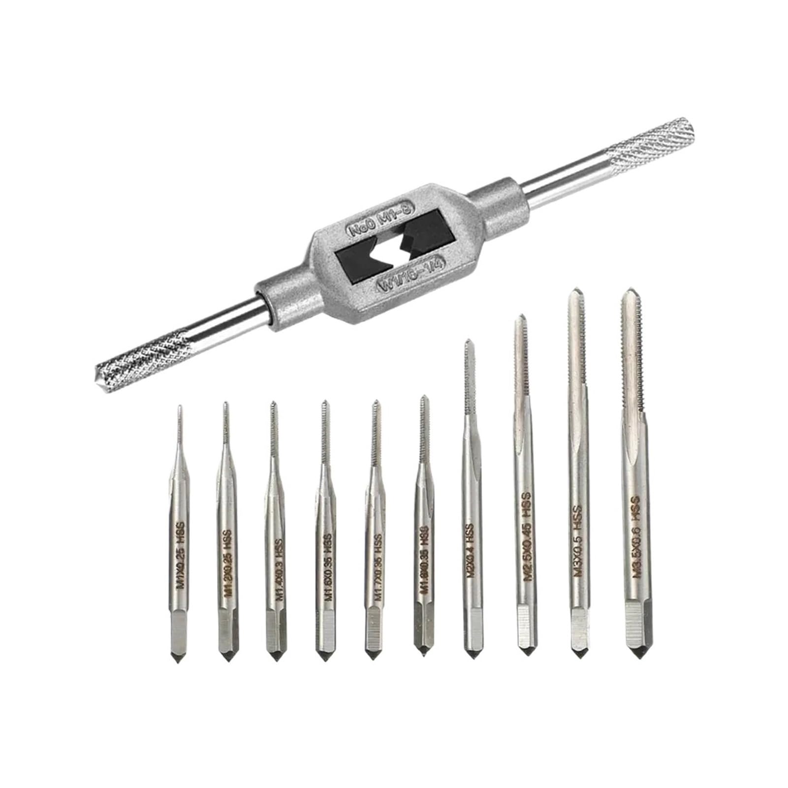 TAZYYZUU Adjustable Tap Wrench Handle 10pcs Micro Taps Bit M1-M3.5 HSS Mini Metric Screw Threading Tool