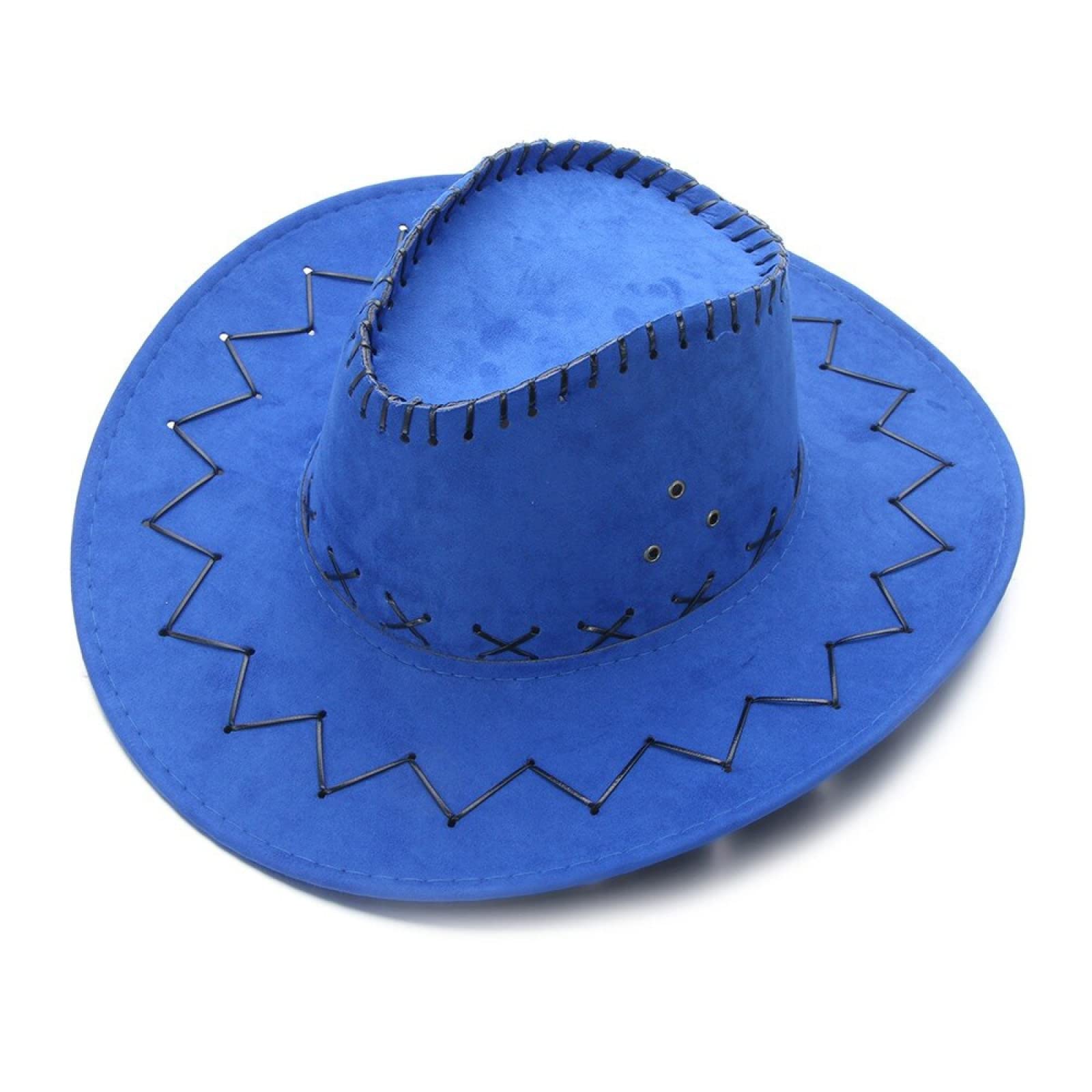 Cappello da Cowboy Cappello da Cowboy Stile Occidentale per Uomo Donna Cappello da Viaggio Estivo a Tesa Larga in Ecopelle Nero Bianco Rosa (style11 5862 cm)
