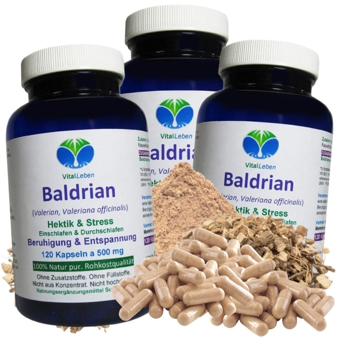 Baldrian 360 (3x120) Kapseln PFLANZLICHES Beruhigungsmittel. Innere Ruhe, gesunder Schlaf. NATÜRLICHE Einschlafhilfe - Einschlafen & Durchschlafen. BERUHIGUNG & ENTSPANNUNG. OHNE ZUSATZSTOFFE 26670-3