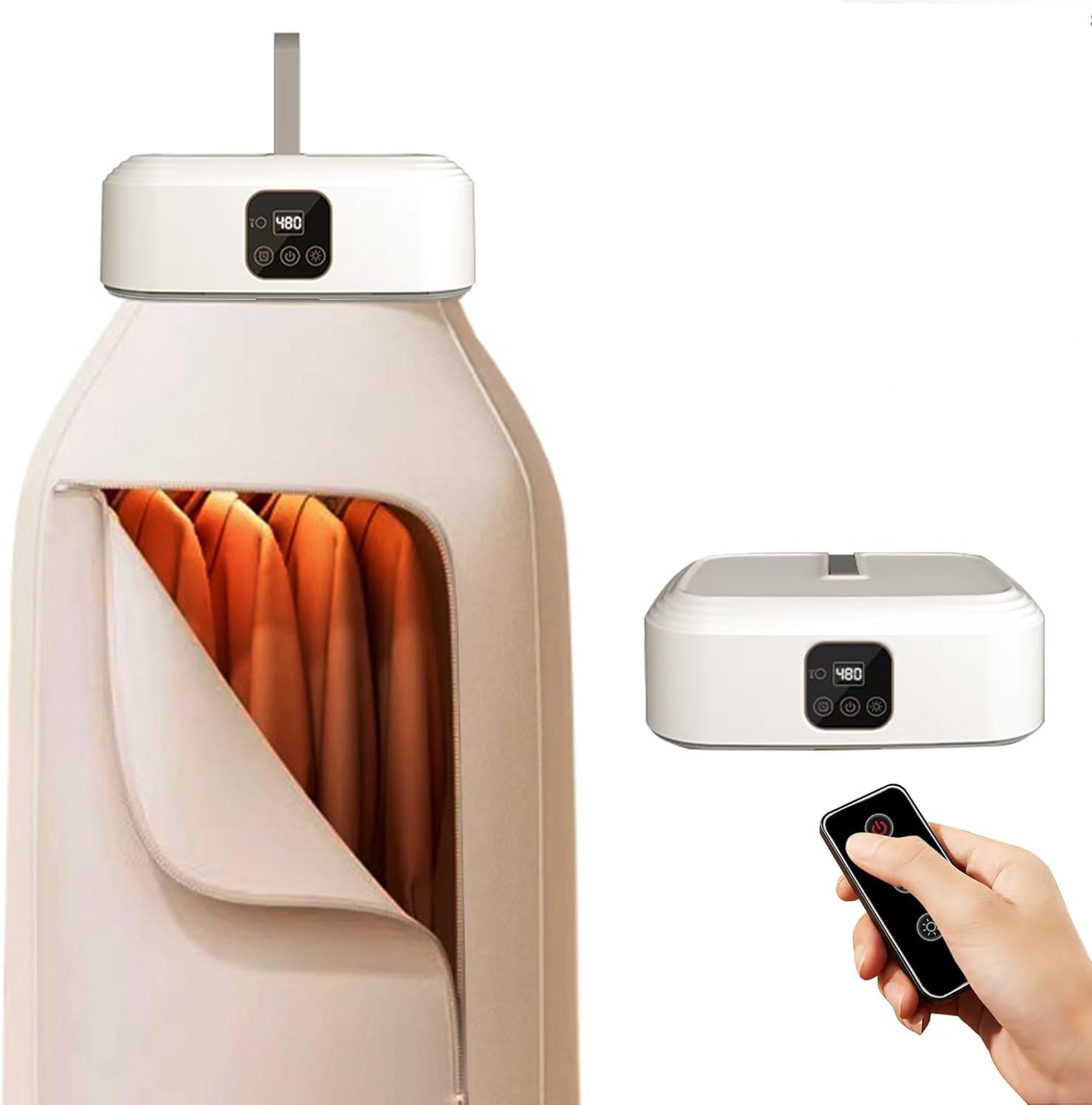 Minisecadora de ropa con bomba de calor y temporizador de 1 a 8 horas, control remoto y esterilización UV. Ideal para viajes de negocios, residencias de estudiantes, apartamentos, hoteles y campings