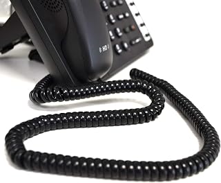 kenable Telephone Handset Coiled RJ10 Plug to RJ10 Plug Cable Lead Black 5m [5 metres]
