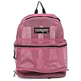 Travel Sport Transparent See Through Mesh Backpack/School Bag (Hot Pink)