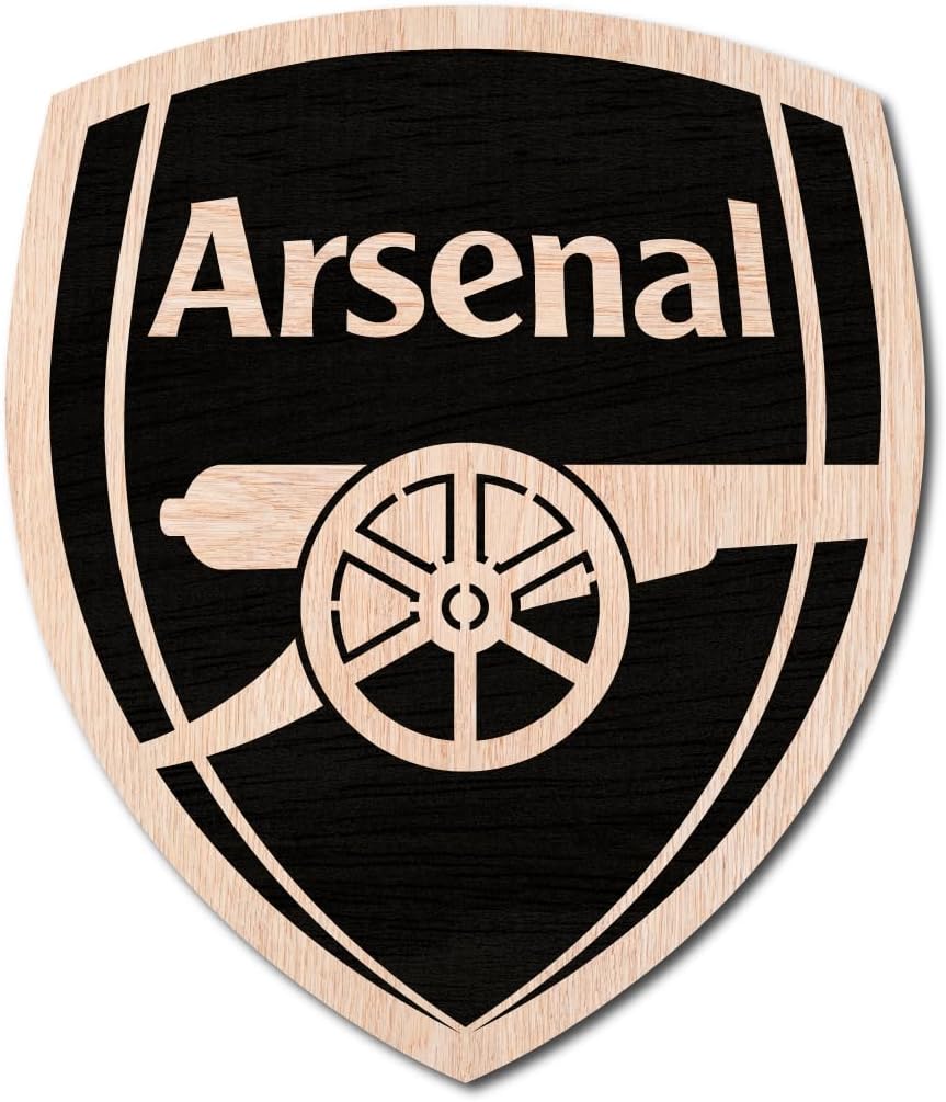 TenorArts Arsenal Merchandise Wooden Logo Crest Wall Hanging Accessories Decor Art Piece with Matt Finish Wooden Texture (12 inches x 12 inches)
