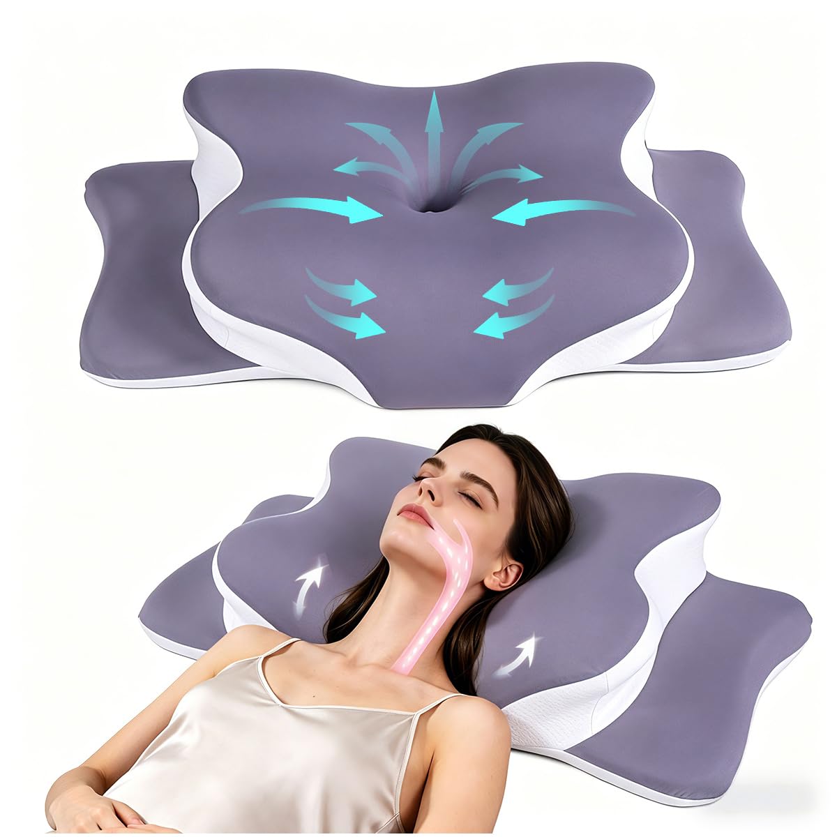 Photo 1 of WKEFF Cervical Contour Pillow for Neck Pain Relief