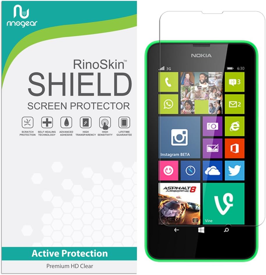RinoGear Screen Protector for Nokia Lumia 630/635 Screen Protector Case Friendly Flexible TPU Film Full Wet Install Kit + Solution Spray Included